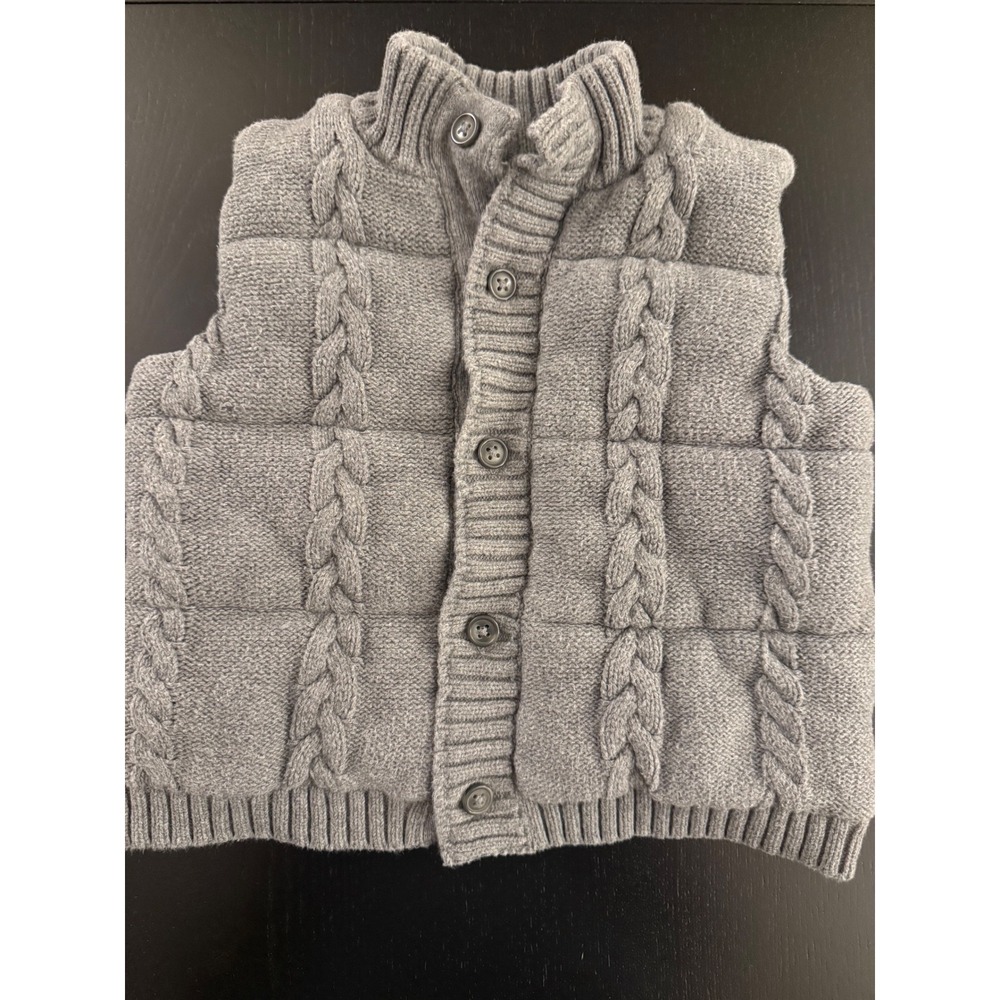 Janie and Jack Toddler Insulated Cable-Knit Puffer Vest 2T Gray Lined Outerwear‎